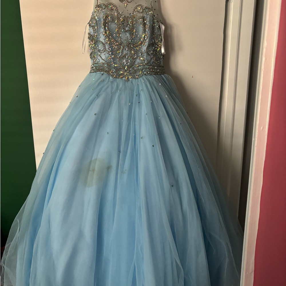 Tiffany Designs Pageant Sparkling Blue Formal Dress